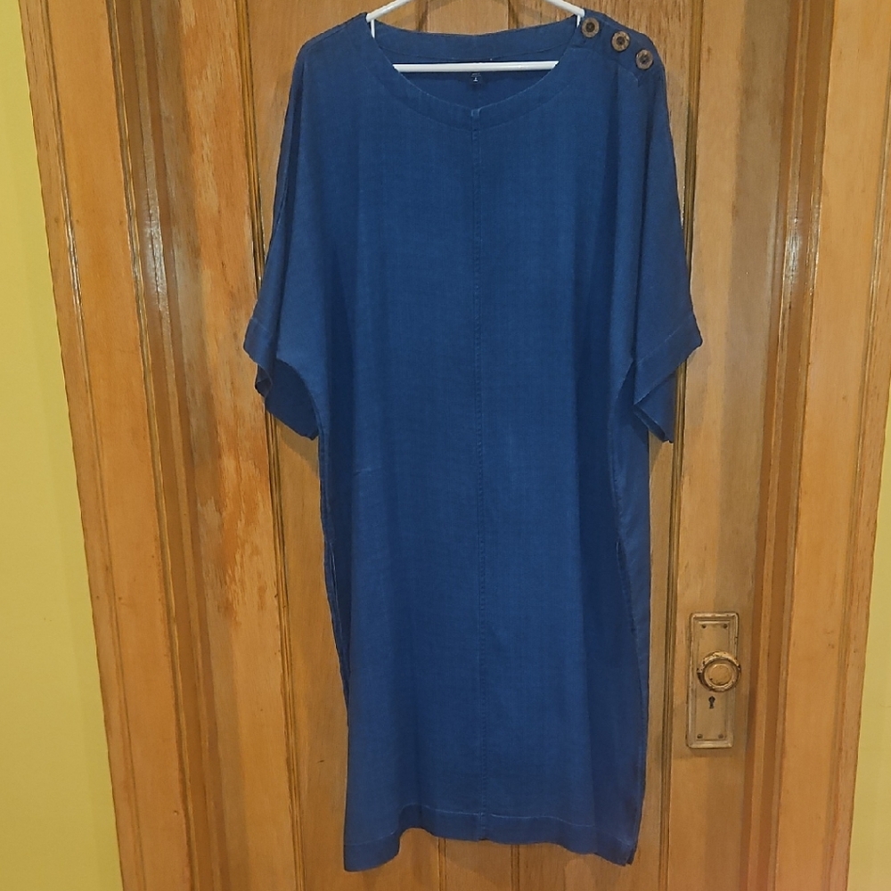 J. Jill Blue Mini Dress with Button Detail
